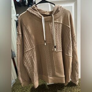 Women’s POL Balloon Sleeve Hoodie Pullover Brand New Oversized Large Mocha